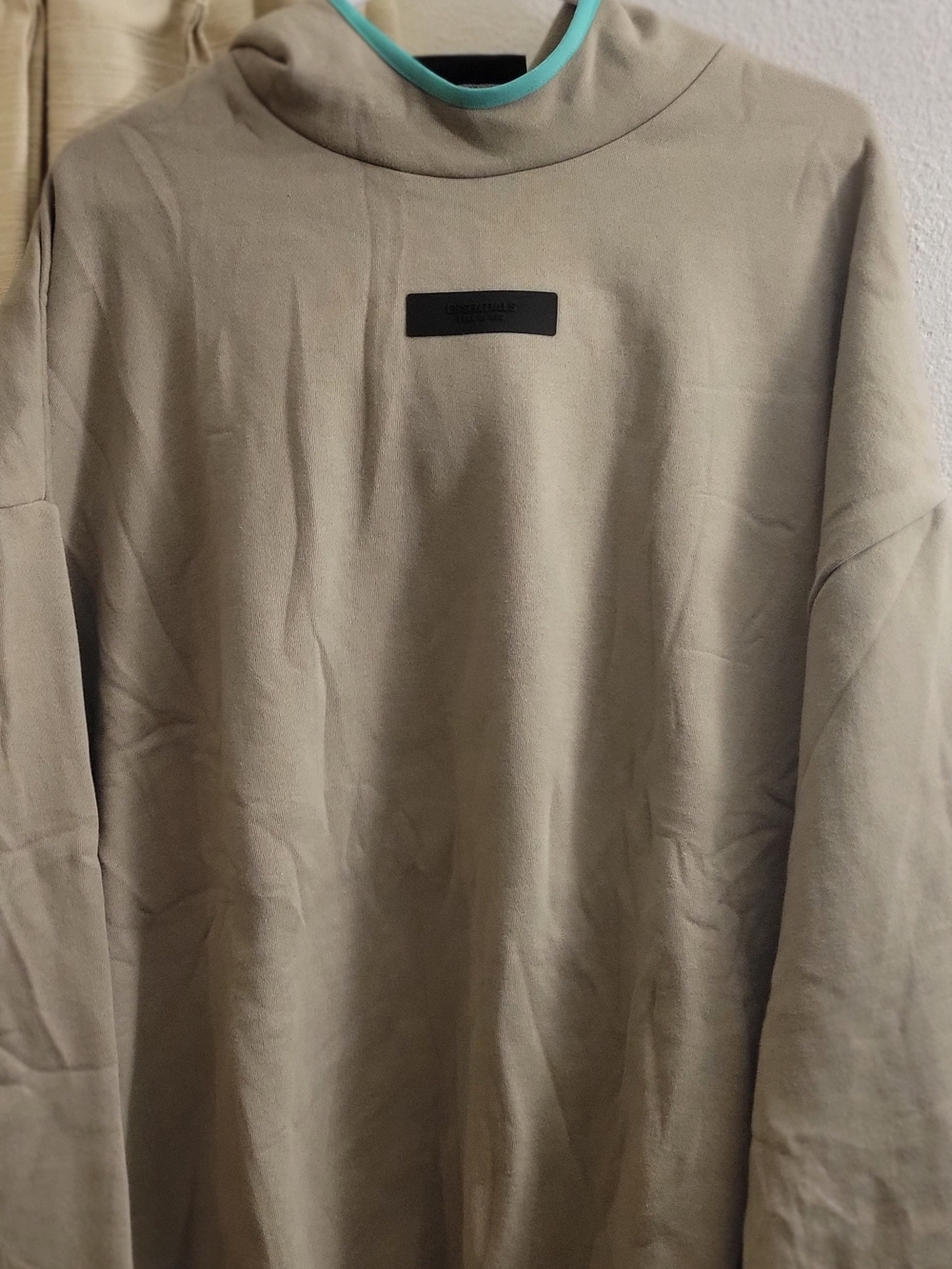 Essentials Fear of God Crewneck Sweater in Olive with Black Logo Patch